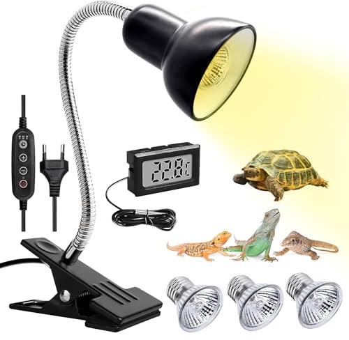 Schildkröte Wärmelampe, Reptilien Terrarium Lampe mit 3 UVA UVB Lampe Terrarium (50 W), Wärmelampe Schildkröten, Reptilien Wärmelampe, Schildkröten Wärmelampe mit Clip für Schildkröte Eidechse