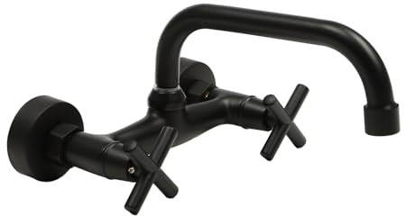 Robinet de baignoire rétro rotatif à 360 ° 0-80 °C / 32-176 ℉ Douchette Mitigeur de douche Robinet de baignoire Montage mural 2 trous Robinet de cuisine Noir