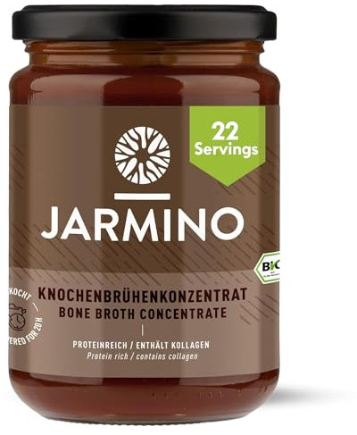 JARMINO Brodo di ossa biologico concentrato di manzo, dalla Germania, 220 g (22 porzioni), ricco di collagene biologico