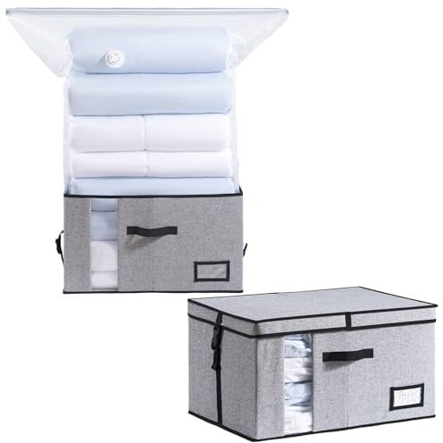 TAILI Vakuum Kleiderbeutel Aufbewahrungsbeutel 2 in 1 Design 53 X 38 X 30 CM Vakuumbeutel für Kleidung, Bettdecken, Bettwäsche Unterbettkommode Faltbar Unterbett Aufbewahrungsbox Platz Sparen