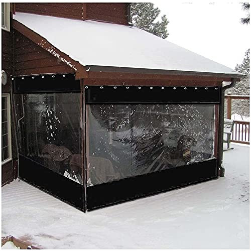 Outdoor Waterproof PVC Gazebo Balcony Curtain with Eyelet 0.5mm Transparent Windshield for Garden Garage Pergola Black 8x3m
