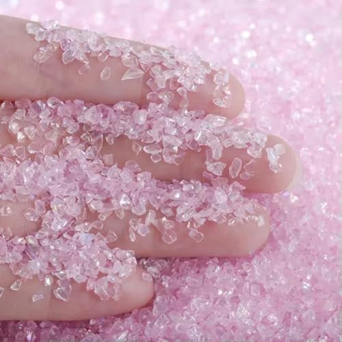 45 grammes de copeaux de Cristal irréguliers écrasés pour Nail Art + boîte de Rangement époxy-Rose pâle