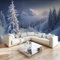 MIATCENRT Paysage Papier Peint Panoramique, Forêt Montagne Enneigée 3D Tissu De Soie Murale, 350X256Cm (L×H) Tapisserie Poster Geant Mural, Décoration Murale Chambre Salon Restaurant