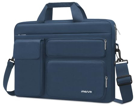 MOSISO Laptoptasche 16 Zoll, 15-15,6 Zoll Laptop Schultertasche Robust | Wasserabweisend, Stoßfest Umhängetasche mit Mehrere Fächer&Gürtel Kompatibel mit MacBook Pro 16, HP Dell Lenovo, Haze Blau