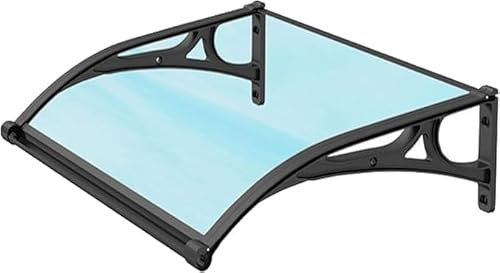 Blue door canopy 99% UV protection, front door canopy roofing door canopy pent arch canopy made of aluminum and polycarbonate anti-snow no noise, canopy for entrance door with hardware(150x200cm)