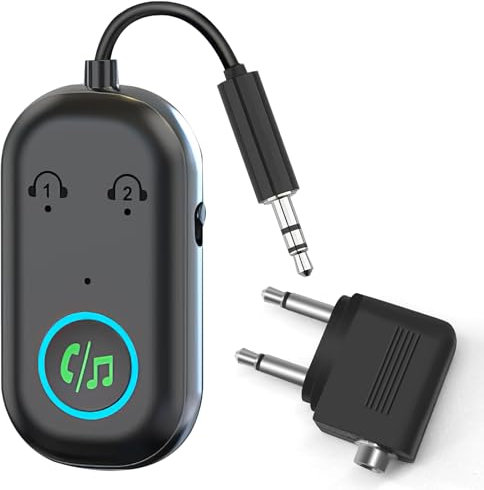 Bluetooth Transmitter Receiver,Aux Wireless Adapter Bluetooth 5.3,2-in-1 Airplane Bluetooth Adapter with Dual Connection,3.5mm Jack for TV, Airplane, Home Stereo, Headphone, Car