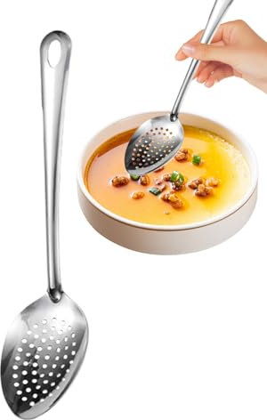 dewdat Lochlöffel Zum Kochen | 38 cm Edelstahl Schöpfkellen mit Löchern - Küchenutensil zum Backen, Outdoor-Küche, Buffet & Mischen – Antihaft, Schöpfen & Abseihen
