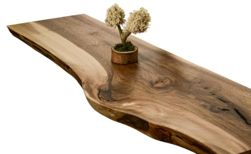 Live Edge Mantel Shelf - Floating Rustic Fireplace Mantle - Walnut Floating Fireplace Shelf, Rustic Mantelpiece, Solid Wood Fireplace Mantel Shelving - Live Edge Shelves for Home Decor (70cm x 17cm)