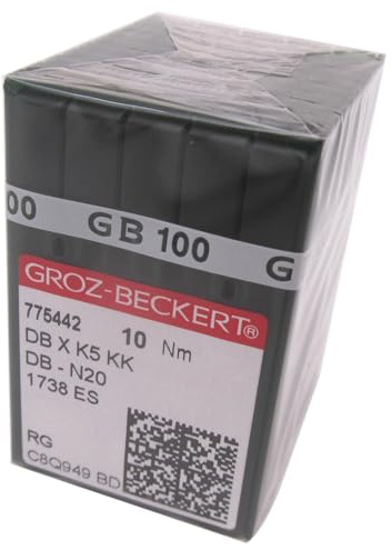 Groz-Beckert Nadel, 100 Stück Groz-Beckert DBXK5 KK-Nadeln in ckpsms transparenter Kunststoffbox für kommerzielle 3D-Stickerei und Pailletten (75/11)