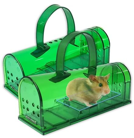 ZHYTUAL 2er-Pack Rattenfalle Lebend Wiederverwendbare Grüne Mausefalle Tierfreundliche Fallen Rattenfalle Lebendfalle für Haus Garten Keller Garage Lager