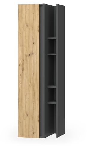 Vicco Badschrank Edelin, Anthrazit/Artisan, 35 x 120 cm | mit 4 Ablagefächern, wandhängend zur flexiblen Montage im Badezimmer