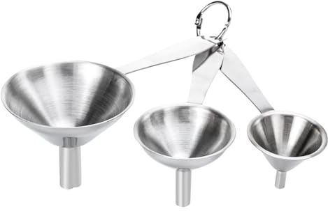 saerryor V Hip Flask Set,3 Mini Stainless Steel Funnels | with Long Handle for Filling Bottles or Containers