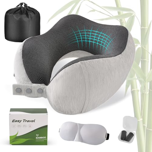 Cirorld Oreiller de Voyage pour Avion, Coussin de Nuque pour Voyage, Oreiller de Voyage en Mousse à Mémoire de Forme pour Adultes, Oreiller de Vol Réglable et Compact, Coussin de Nuque Ergonomique