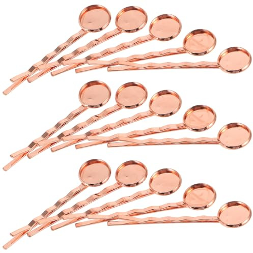 jojofuny 20 Stück Runde Selbstgemacht Haarspangen Rohlinge aus Robustem Metall mit Gummierter Rillenabdeckung für Individuelle Haarclips und Schmuckherstellung