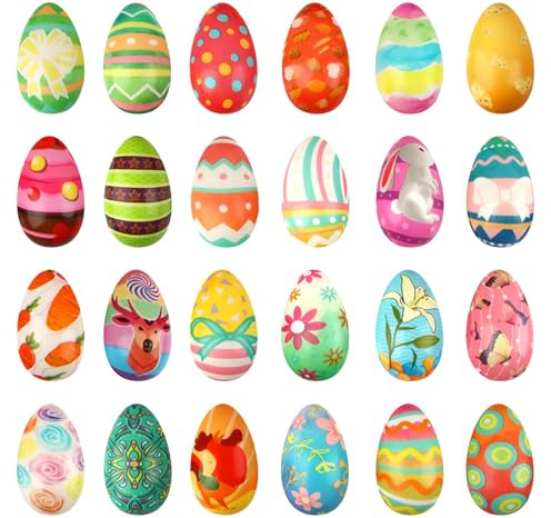 XIMEY Ostereier 24 Stück Ostern Geschenke, Anti Stress Bälle, Ostergeschenke, Ostereier Stressball, Antistressball Kinder Erwachsene, Geschenke Ostern Mitgebsel (F-24Stück)