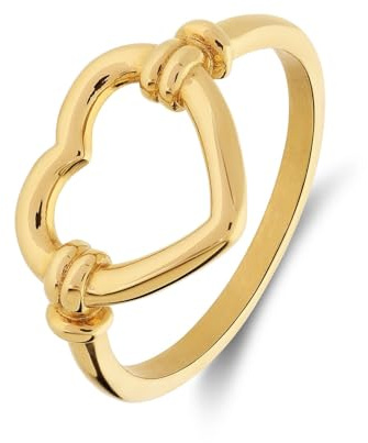Lucardi - Damen Goldplattierter Stahlring mit Herz für Damen - Ring - Stahl - Gelbgold legiert - 20/63 mm - Nickelfrei