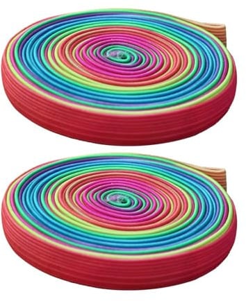 TBCDS 2 Rollen Gummitwist, 6 Meter Hüpfgummi, Outdoorspiele, Gummi Twist Regenbogenfarben, Gartenspiele