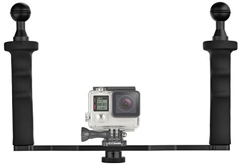 D & F lega di alluminio Dual palmare impugnatura stabilizzatore video per GoPro 6/5/4/3 +/3 SJCAM SJ4000/5000/6000 Xioao Yi 24 K & videocamera LED e subacquea Dome