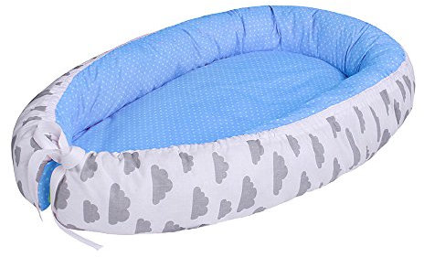 LULANDO Babynest, multifunktionales Kuschelnest für Babys und Säuglinge, Nestchen, Reisebett, 100% Baumwolle, antiallergisch, Standard 100 von Oeko-Tex, hergestellt in der EU, Maße: 80cm x 45cm x 15cm