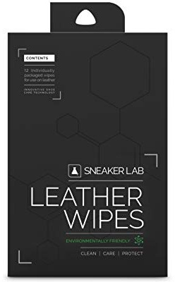 Sneaker LAB Leather Specific Shoe Wipes | 12 Count, Black, Unscented Rectangular Wipes for All Leather Shoes