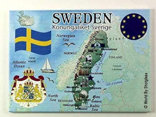 Schweden EU Serie Souvenir Kühlschrankmagnet 6,3 x 8,9 cm