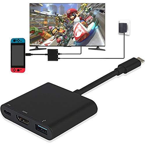 Y Team Adaptateur HDMI 4K 1080 pour Switch, 3 en 1 Multiport USB 3.0 100W PD Chargeur TV Dock, USB Type C Convertisseur Cȃble pour Switch/Série Samsung S/Série Huawei Mate & P&Gris.