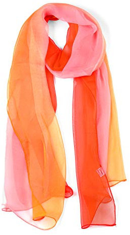 sourcing map Lang Chiffon Leicht Gradient Farbe Schal Frühling Sommer Weich für Frauen Red/Orange/Pink 63x19.6