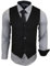 Subliminal Mode - Weste + Hemd + Krawatte Herren Kragen zweifarbig Uni Langarm Slim Fit Business bügelleicht RN33, grau, XXL