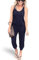 REORIA Damen Ärmellos Elastische Taille Jumpsuit mit Taschen Marineblau S