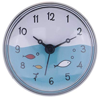 Fenteer Klein Sauguhr Wanduhr Badezimmer Saugnapf Uhr, Kühlschrank Uhr Wohnzimmeruhr - Grau