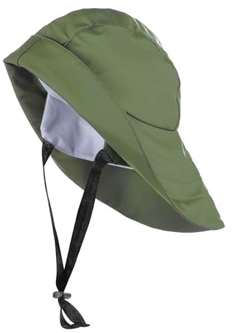 tomBrook Südwester Regenhut Unisex - wasserdichte Regenmütze mit verstellbaren Kinnriemen und Innenfutter in Olive Größe L