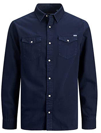 Jack & Jones Men's Jjesheridan L/S Noos Shirt, Dark Navy, XS UK