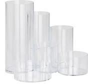 MAUL organisateur de bureau MAULtubo Ø15x12,5cm | Pot a crayon avec 6 compartiments de diamètres | Organisateur pour bureau, cuisine, l'atelier et pour des articles cosmétiques | Transparent