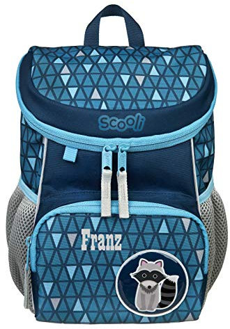 Mini-Me Kindergartenrucksack 3-6 Jahre mit Namen bedruckt | Motiv Waschbär Racoon für Jungen | kleiner Rucksack mit Brustgurt gepolstert (Ricki Racoon)