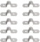Aopin 8mm Rigid Pipe Strap Clamp 2 Holes Strap U Bracket Tube Strap Tension Clips 201 Stainless Steel, for Pipe Fixing, Silver, 10Pcs