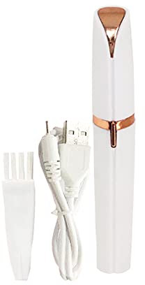 Rechargeable Eyebrow Trimmer,Flawless Hair Remover for Women,Portable Painless Ladies Electric Shaver Razor, Waterproof Epilator with LED Light for Bikini/Legs/Fuzz/Cheeks/Chin/Upper Lip (White)