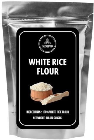 Naturevibe Botanicals White Rice Flour 5 lb | Fine Gluten-Free Flour | Non-GMO & Finely Ground | Perfect for Baking, Rotis, Breading, Dumplings, Thickening Sauces & Baby Food