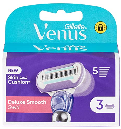 Gillette Venus Deluxe Smooth Swirl Blade Refills X3, For Women, 5 Blades