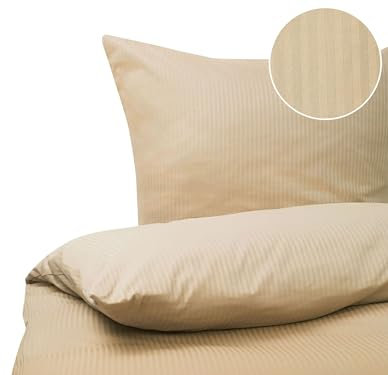 Bettwäsche Set beige Baumwolle 3-teilig Überlänge 200x220 cm mit Knöpfen Avondale