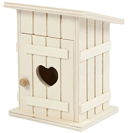 ZauberDeko Mini Wichtel Toilettenhäuschen aus Holz Wichteldorf 8 x 6,5 x 10,5 cm(LxBxH)