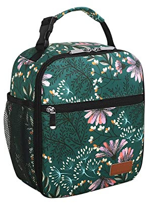 Lunchbox für Männer Frauen Erwachsene Kleine Lunchtasche für Büro Arbeit Picknick - Wiederverwendbare Tragbare Lunchbox, Malachit Grüne Blume
