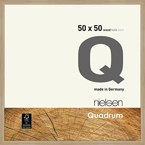 nielsen Bilderrahmen, 50 x 50 cm, Holz, Eiche Natur, Posterrahmen zum Aufhängen im Hoch- & Querformat, Echtglas, Quadrum