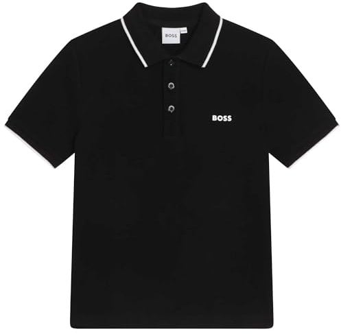 BOSS - Polo Manches Courtes Noir 100% Coton 6ANS