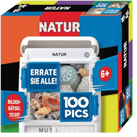 100 PICS 20208063 Quizspiel Natur, Lernspiel für die ganze Familie, Brainteaser, Reisespiel für Erwachsene und Kinder ab 6 Jahren