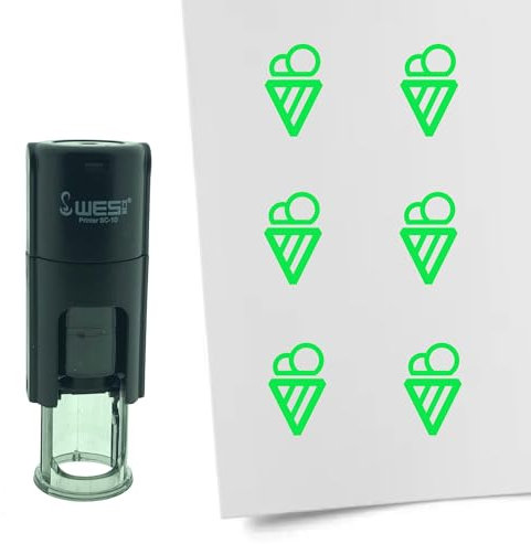 CombiCraft Selbstfärbender Stempel mit Eis-Motiv in der Farbe Grün 10mm rund