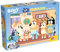 Lisciani - Bluey - Puzzle DF Maxifloor 99580 - Puzzle Double Face 24 Pièces - Scène à Colorier au Dos - Développe Dextérité et Imagination - 50x70 cm - Multicolore - Dès 3 Ans