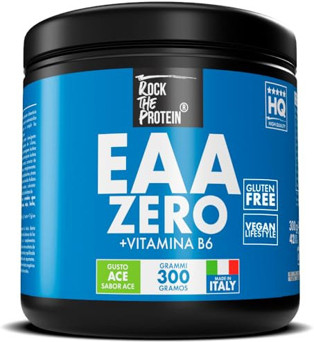EAA Aminoacidi Essenziali Polvere Gusto ACE Rock The Protein® Matrice di 9 Amminoacidi Essenziali Con BCAA, Pre Workout Post Workout Favoriscono Crescita E Recupero Muscolare, Essential Amino Acids