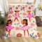 Housse de Couette Ballet Girls 220x240 Ensemble de Literie Ballet Princesse,Housse Couette Fleur Rose Bleu Floral Parure de Lit Filles Noires en Robe Rose,Décoration de Chambre Style Dessin Animé