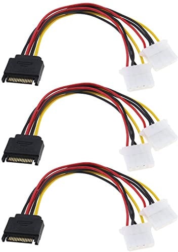 OTOTEC 3PCS SATA 15 Pin to Dual 4 Pin IDE Hard Drive Power Cable 15 Pin SATA Male to 4 Pin IDE Female Power Cord Y-Splitter Adapter 20cm Computer Accessories