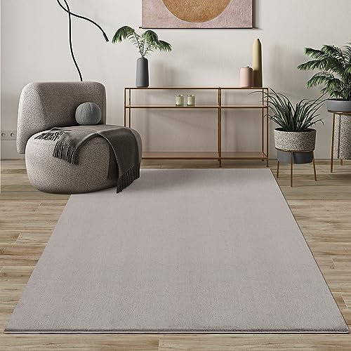 Mia's Teppiche Comfort Moderner Flauschiger Kurzflor Teppich, Anti-Rutsch Unterseite, Waschbar bis 30 Grad, Super Soft, Felloptik, Sand, 60 x 110 cm